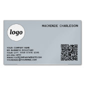 Eenvoudige Logo en QR Code Poeder Blauw Magnetisch Visitekaartje (Voorkant)