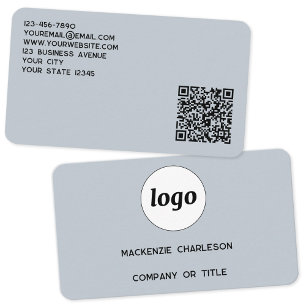 Eenvoudige Logo en QR Code Poeder Blauw Visitekaartje