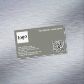 Eenvoudige Logo en QR Code Sage Groen Magnetisch Visitekaartje (Voorbeeld)