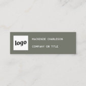 Eenvoudige Logo en QR Code Sage Groen Mini Visitekaartje (Voorkant)