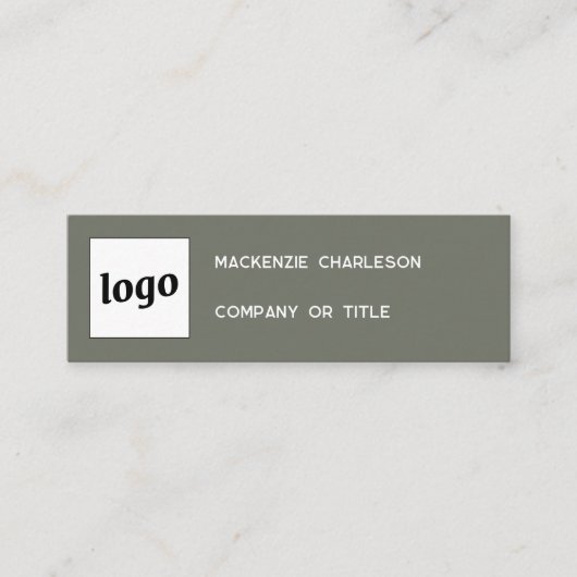 Eenvoudige Logo en QR Code Sage Groen Mini Visitekaartje (Voorkant)