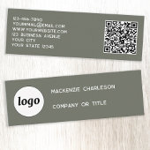 Eenvoudige Logo en QR Code Sage Groen Mini Visitekaartje