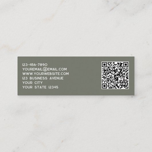 Eenvoudige Logo en QR Code Sage Groen Mini Visitekaartje (Achterkant)