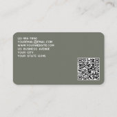 Eenvoudige Logo en QR Code Sage Groen Visitekaartje (Achterkant)