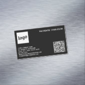 Eenvoudige Logo- en QR-code zwart Magnetisch Visitekaartje (Voorbeeld)