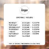 Eenvoudige Logo en Tekst Bedrijfs Openingstijden Raamsticker (Vel 2)