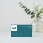 Eenvoudige Logo en tekst Blauwgroen Groen Visitekaartje (Staand voorkant)