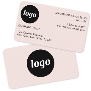 Eenvoudige Logo en Tekst Blush Roze Visitekaartje
