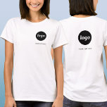 Eenvoudige Logo en tekst Business Crest en Back T-shirt<br><div class="desc">Eenvoudige logo en aangepaste tekst business t-shirt met dezelfde logo en tekst op de kam aan de voorkant, en aan de achterkant. Vervang de logo en tekst door uw eigen tekst om aan te passen. Draag ze zelf, geef ze aan uw medewerkers en collega's om als bedrijfsuniform te worden draag,...</div>