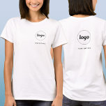 Eenvoudige Logo en tekst Business Crest en Back T-shirt<br><div class="desc">Eenvoudige logo en aangepaste tekst business t-shirt met dezelfde logo en tekst op de kam aan de voorkant, en aan de achterkant. Vervang de logo en tekst door uw eigen tekst om aan te passen. Draag ze zelf, geef ze aan uw medewerkers en collega's om als bedrijfsuniform te worden draag,...</div>