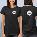 Eenvoudige Logo en tekst Business Crest en Back T-shirt<br><div class="desc">Eenvoudige logo en aangepaste tekst business t-shirt met dezelfde logo en tekst op de kam aan de voorkant, en aan de achterkant. Vervang de logo en tekst door uw eigen tekst om aan te passen. Draag ze zelf, geef ze aan uw medewerkers en collega's om als bedrijfsuniform te worden draag,...</div>