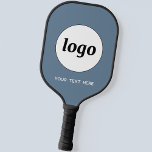 Eenvoudige Logo en tekst Business Dusty Grijs Blau Pickleball Paddle<br><div class="desc">Eenvoudige logo en aangepaste tekst voor uw bedrijf. Vervang de logo en de tekst met uw om aan te passen. Gebruik hen zelf,  geef hen aan uw werknemers en medewerkers,  verkoop hen aan klanten en cliënten of geef hen weg als promotiemateriaal om klantenloyaliteit te inspireren.</div>