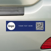Eenvoudige Logo en tekst Business QR Code Navy Blu Bumpersticker (Op auto)