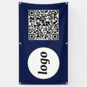 Eenvoudige Logo en tekst Business QR Code Navy Blu Spandoek (Verticaal)