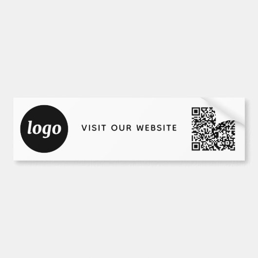 Eenvoudige Logo en Tekst Business QR Code Promotie Bumpersticker (Voorkant)