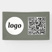 Eenvoudige Logo en Tekst Business QR Code Sage Gre Spandoek (Horizontaal)