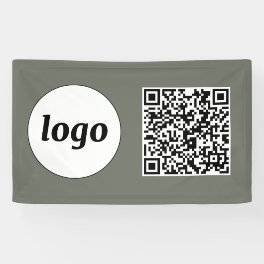 Eenvoudige Logo en Tekst Business QR Code Sage Gre Spandoek (Horizontaal)