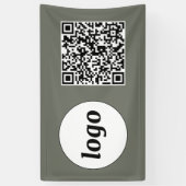 Eenvoudige Logo en Tekst Business QR Code Sage Gre Spandoek (Verticaal)