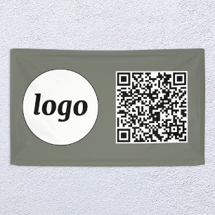 Eenvoudige Logo en Tekst Business QR Code Sage Gre Spandoek