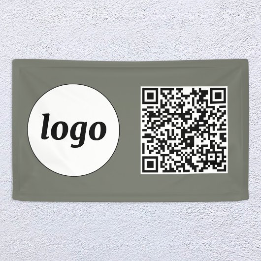 Eenvoudige Logo en Tekst Business QR Code Sage Gre Spandoek