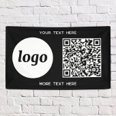 Eenvoudige Logo en Tekst Business QR Code Zwart Spandoek