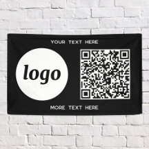 Eenvoudige Logo en Tekst Business QR Code Zwart
