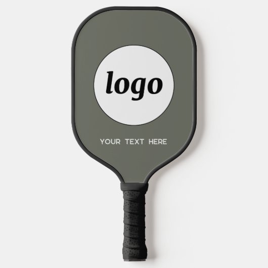 Eenvoudige Logo en Tekst Business Sage Green Pickleball Paddle (Voorkant)