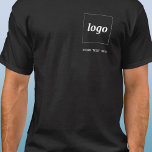 Eenvoudige Logo en tekst Business T-Shirt<br><div class="desc">Eenvoudige logo en aangepaste tekst business t-shirt. Vervang de logo en de tekst met uw om aan te passen. Draag hen zelf,  geeft hen aan uw werknemers en medewerkers,  verkoopt hen aan klanten en cliënten of geeft hen weg als promotiemateriaal om klantenloyaliteit te inspireren.</div>