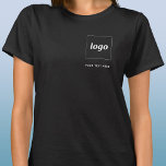 Eenvoudige Logo en tekst Business T-Shirt<br><div class="desc">Eenvoudige logo en aangepaste tekst business t-shirt. Vervang de logo en de tekst met uw om aan te passen. Draag hen zelf,  geeft hen aan uw werknemers en medewerkers,  verkoopt hen aan klanten en cliënten of geeft hen weg als promotiemateriaal om klantenloyaliteit te inspireren.</div>