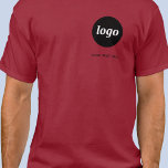 Eenvoudige Logo en tekst Business T-Shirt<br><div class="desc">Eenvoudige logo en aangepaste tekst business t-shirt. Vervang de logo en de tekst met uw om aan te passen. Draag hen zelf,  geeft hen aan uw werknemers en medewerkers,  verkoopt hen aan klanten en cliënten of geeft hen weg als promotiemateriaal om klantenloyaliteit te inspireren.</div>