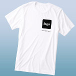 Eenvoudige Logo en tekst Business T-Shirt<br><div class="desc">Eenvoudige logo en aangepaste tekst business t-shirt. Vervang de logo en de tekst met uw om aan te passen. Draag hen zelf,  geeft hen aan uw werknemers en medewerkers,  verkoopt hen aan klanten en cliënten of geeft hen weg als promotiemateriaal om klantenloyaliteit te inspireren.</div>