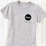 Eenvoudige Logo en tekst Business T-Shirt<br><div class="desc">Eenvoudige logo en aangepaste tekst business t-shirt. Vervang de logo en de tekst met uw om aan te passen. Draag hen zelf,  geeft hen aan uw werknemers en medewerkers,  verkoopt hen aan klanten en cliënten of geeft hen weg als promotiemateriaal om klantenloyaliteit te inspireren.</div>