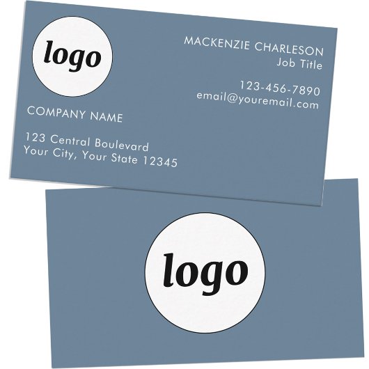 Eenvoudige Logo en tekst Dusty Blue Grey Visitekaartje