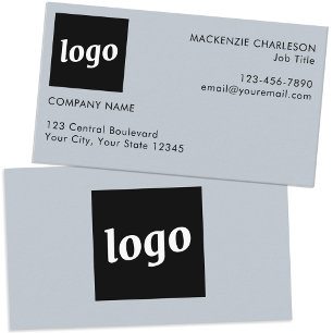 Eenvoudige Logo en tekst Dusty Powder Blue Visitekaartje