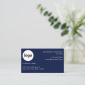 Eenvoudige Logo en tekst Navy Blue Visitekaartje (Staand voorkant)