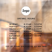 Eenvoudige Logo en tekst openingstijden Raamsticker (Vel 2)