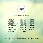 Eenvoudige Logo en tekst openingstijden Raamsticker (Vel 3)
