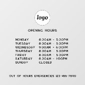 Eenvoudige Logo en tekst openingstijden Raamsticker (Vel)