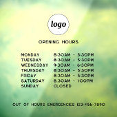 Eenvoudige Logo en tekst openingstijden Raamsticker
