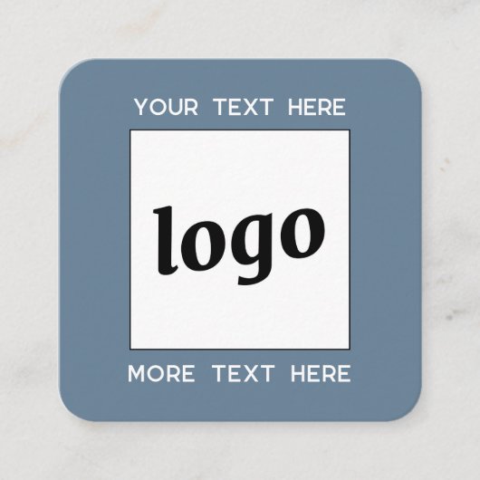 Eenvoudige Logo en tekst QR Code Blauw Vierkante Visitekaartje (Voorkant)