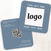 Eenvoudige Logo en tekst QR Code Blauw Vierkante Visitekaartje