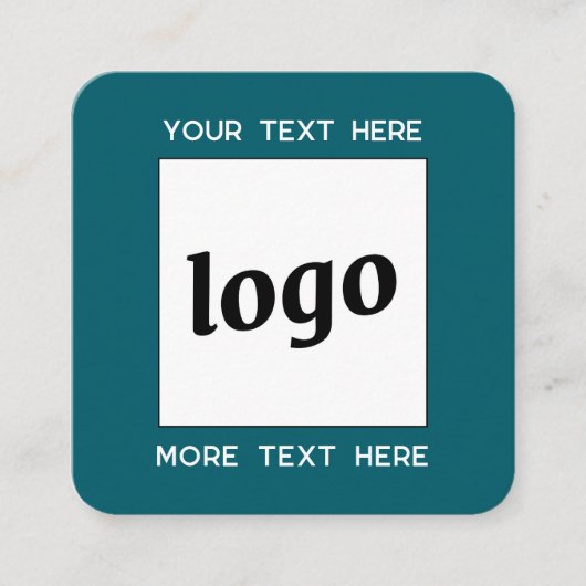 Eenvoudige Logo en Tekst QR Code Blauwgroen Groen Vierkante Visitekaartje (Voorkant)