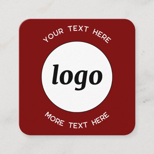Eenvoudige Logo en Tekst QR Code Bourgogne Rood Vierkante Visitekaartje (Voorkant)