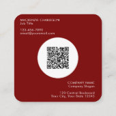 Eenvoudige Logo en Tekst QR Code Bourgogne Rood Vierkante Visitekaartje (Achterkant)
