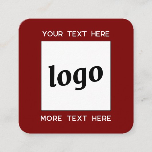 Eenvoudige Logo en Tekst QR Code Donker Bourgogne  Vierkante Visitekaartje (Voorkant)