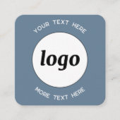 Eenvoudige Logo en tekst QR Code Dusty Blue Grey Vierkante Visitekaartje (Voorkant)