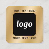 Eenvoudige Logo en Tekst QR Code Goud Vierkante Visitekaartje (Voorkant)