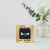 Eenvoudige Logo en Tekst QR Code Goud Vierkante Visitekaartje (Staand voorkant)