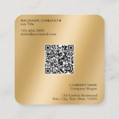 Eenvoudige Logo en Tekst QR Code Goud Vierkante Visitekaartje (Achterkant)