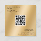 Eenvoudige Logo en Tekst QR Code Goud Vierkante Visitekaartje (Achterkant)